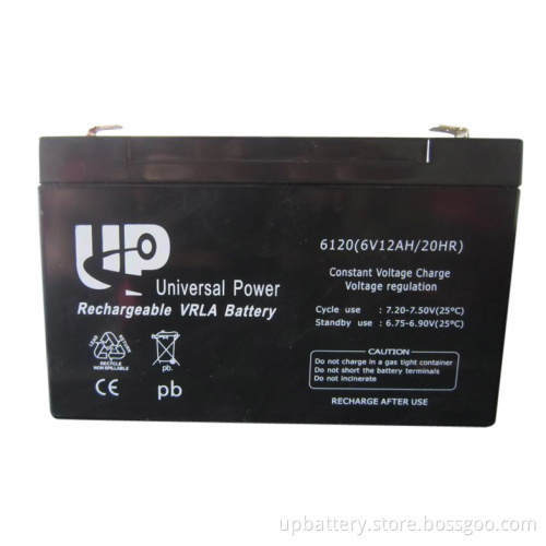 6volt 12ah AGM Lead Acid Battery Made in China
